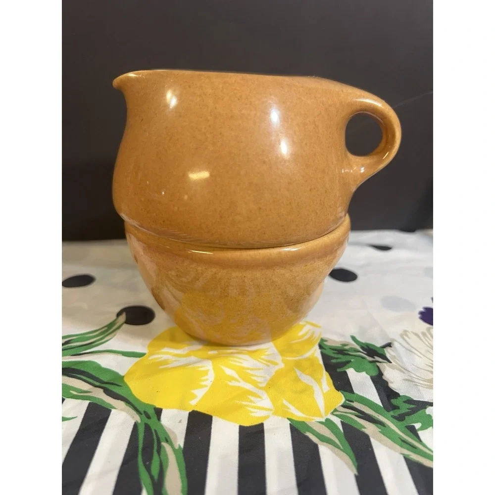 Russel Wright Casual RIPE APRICOT by Iroquois - STACKING SUGAR and CREAMER(2056)